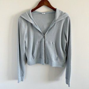 Aritzia Tna Crop Thermal Waffle Knit Zip Up Hoodie Top M